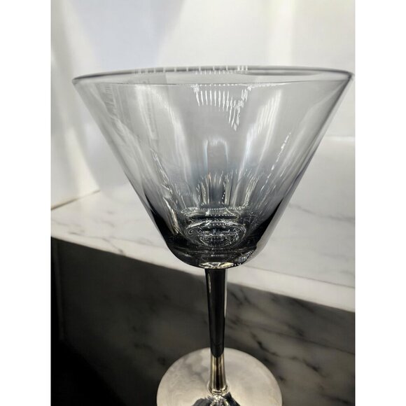 Set of 2 Faded Silver Martini Glasses Glassware 7" - Picture 2 of 7